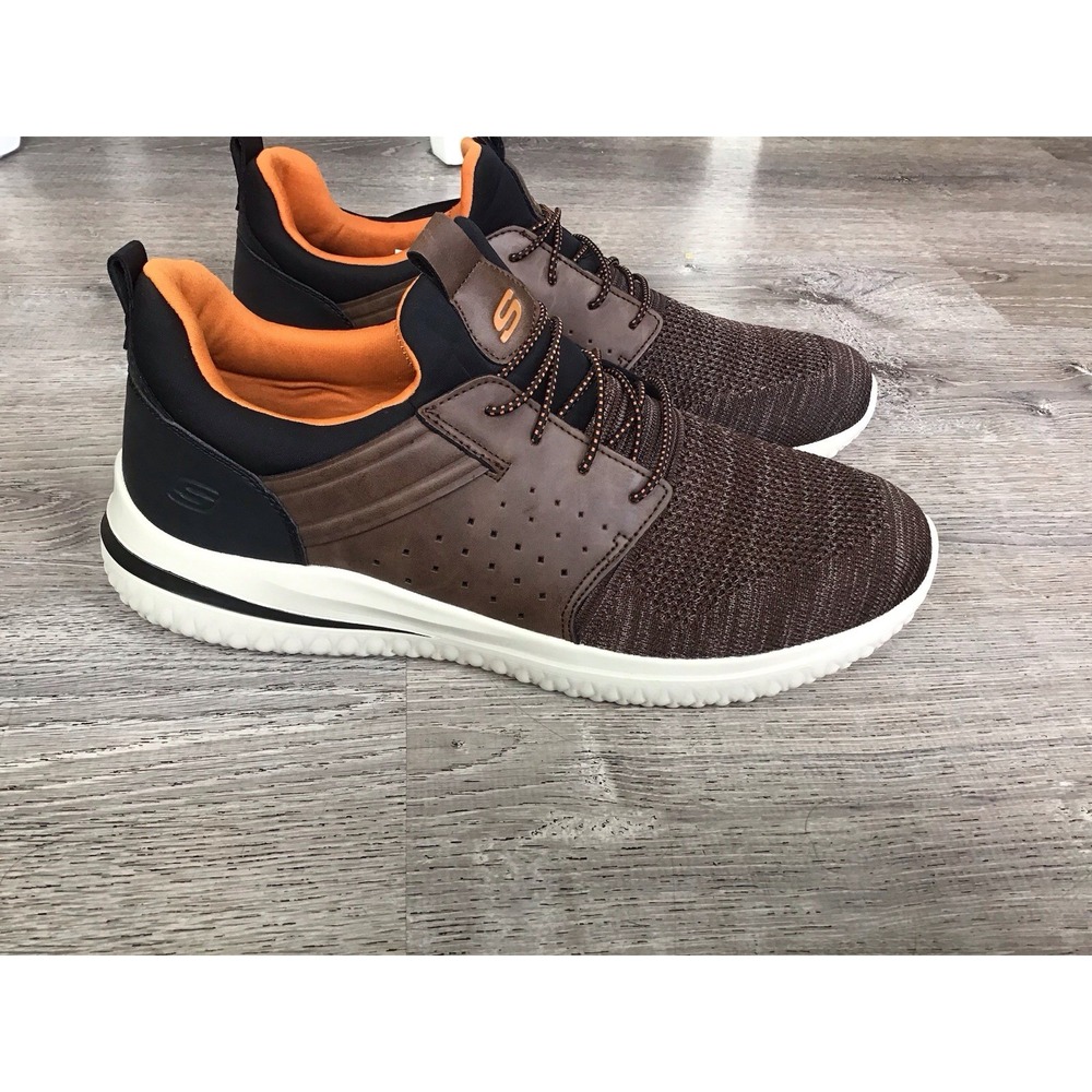 Skechers Delson 3.0 Mens Size 14 Brown Slip on Comfort Shoes Sneakers #210238
